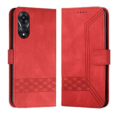 Leather Case Stands Flip Cover Holder YX5 for Oppo A38 Red