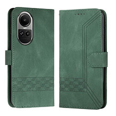 Leather Case Stands Flip Cover Holder YX5 for Oppo Reno10 5G Green