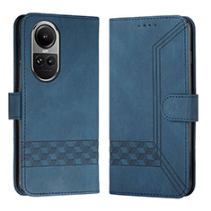 Leather Case Stands Flip Cover Holder YX5 for Oppo Reno10 Pro 5G Blue