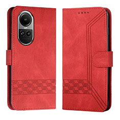 Leather Case Stands Flip Cover Holder YX5 for Oppo Reno10 Pro 5G Red