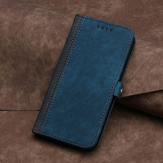 Leather Case Stands Flip Cover Holder YX5 for Samsung Galaxy S25 5G Blue