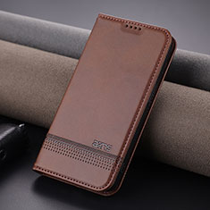 Leather Case Stands Flip Cover Holder YZ1 for Apple iPhone 14 Pro Max Brown