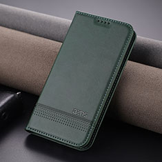 Leather Case Stands Flip Cover Holder YZ1 for Apple iPhone 15 Pro Max Green
