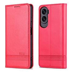 Leather Case Stands Flip Cover Holder YZ1 for Huawei Honor 90 Lite 5G Hot Pink