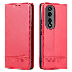 Leather Case Stands Flip Cover Holder YZ1 for Huawei Honor 90 Pro 5G Hot Pink