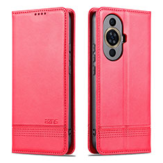 Leather Case Stands Flip Cover Holder YZ1 for Huawei Nova 11 Hot Pink