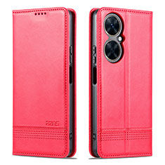 Leather Case Stands Flip Cover Holder YZ1 for Huawei Nova 11i Hot Pink