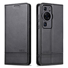 Leather Case Stands Flip Cover Holder YZ1 for Huawei P60 Black