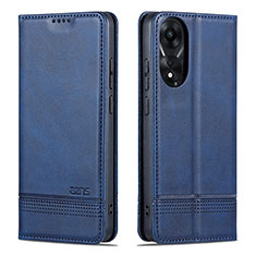 Leather Case Stands Flip Cover Holder YZ1 for Oppo A78 4G Blue