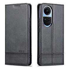 Leather Case Stands Flip Cover Holder YZ1 for Oppo Reno10 5G Black