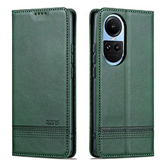 Leather Case Stands Flip Cover Holder YZ1 for Oppo Reno10 5G Green