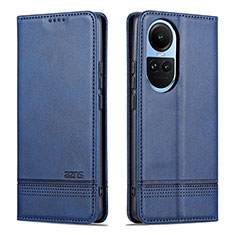 Leather Case Stands Flip Cover Holder YZ1 for Oppo Reno10 Pro 5G Blue