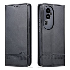 Leather Case Stands Flip Cover Holder YZ1 for Oppo Reno10 Pro+ Plus 5G Black