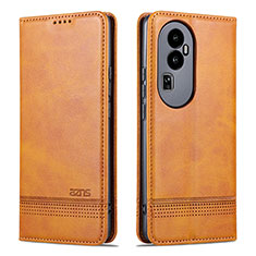 Leather Case Stands Flip Cover Holder YZ1 for Oppo Reno10 Pro+ Plus 5G Light Brown