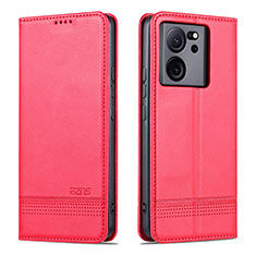 Leather Case Stands Flip Cover Holder YZ1 for Xiaomi Mi 13T 5G Hot Pink