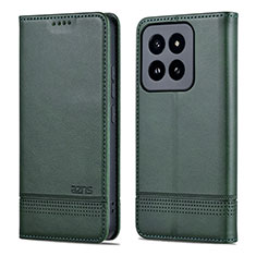 Leather Case Stands Flip Cover Holder YZ1 for Xiaomi Mi 14 5G Green