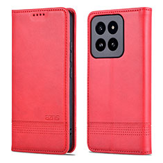 Leather Case Stands Flip Cover Holder YZ1 for Xiaomi Mi 14 5G Hot Pink