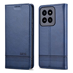 Leather Case Stands Flip Cover Holder YZ1 for Xiaomi Mi 14 Pro 5G Blue