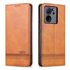 Leather Case Stands Flip Cover Holder YZ1 for Xiaomi Redmi K60 Ultra 5G Light Brown