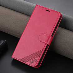 Leather Case Stands Flip Cover Holder YZ3 for Apple iPhone 14 Hot Pink