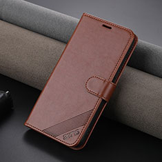 Leather Case Stands Flip Cover Holder YZ3 for Apple iPhone 14 Plus Brown