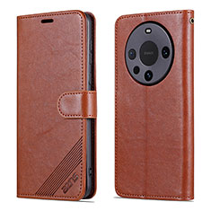 Leather Case Stands Flip Cover Holder YZ3 for Huawei Mate 60 Brown