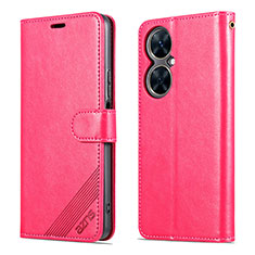 Leather Case Stands Flip Cover Holder YZ3 for Huawei Nova 11i Hot Pink