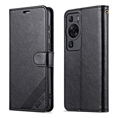 Leather Case Stands Flip Cover Holder YZ3 for Huawei P60 Black