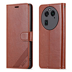 Leather Case Stands Flip Cover Holder YZ3 for Oppo Find X6 5G Brown