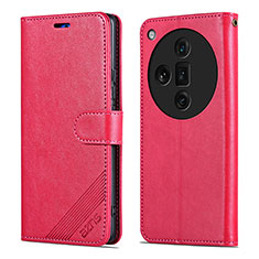 Leather Case Stands Flip Cover Holder YZ3 for Oppo Find X7 Ultra 5G Hot Pink