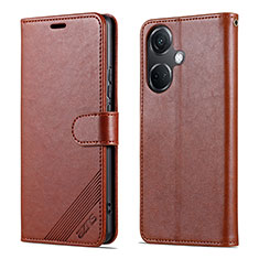 Leather Case Stands Flip Cover Holder YZ3 for Oppo K11 5G Brown