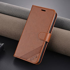 Leather Case Stands Flip Cover Holder YZ3 for Xiaomi Mi 14 5G Brown