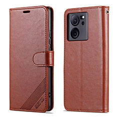 Leather Case Stands Flip Cover Holder YZ3 for Xiaomi Redmi K60 Ultra 5G Brown