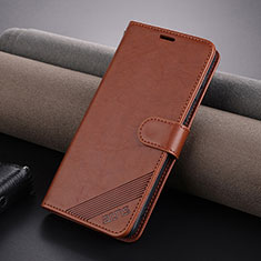 Leather Case Stands Flip Cover Holder YZ4 for Huawei Mate 60 Brown