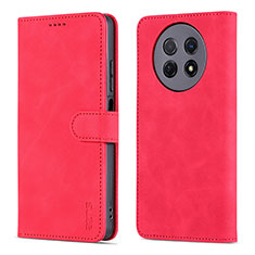 Leather Case Stands Flip Cover Holder YZ4 for Huawei Nova Y91 Red