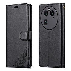 Leather Case Stands Flip Cover Holder YZ4 for Oppo Find X6 Pro 5G Black