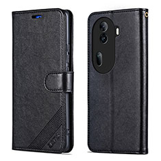 Leather Case Stands Flip Cover Holder YZ4 for Oppo Reno11 Pro 5G Black