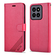 Leather Case Stands Flip Cover Holder YZ4 for Xiaomi Mi 14 Pro 5G Hot Pink