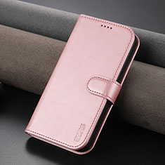 Leather Case Stands Flip Cover Holder YZ5 for Apple iPhone 15 Pro Rose Gold