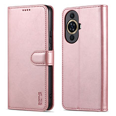 Leather Case Stands Flip Cover Holder YZ5 for Huawei Nova 11 Rose Gold