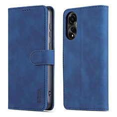 Leather Case Stands Flip Cover Holder YZ5 for Oppo A78 4G Blue