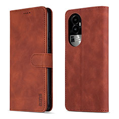 Leather Case Stands Flip Cover Holder YZ5 for Oppo Reno10 Pro+ Plus 5G Brown