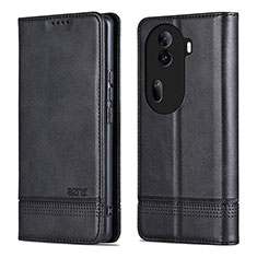Leather Case Stands Flip Cover Holder YZ5 for Oppo Reno11 Pro 5G Black