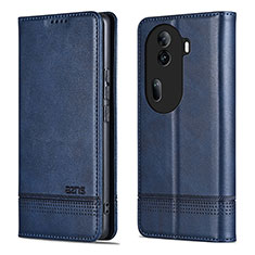 Leather Case Stands Flip Cover Holder YZ5 for Oppo Reno11 Pro 5G Blue