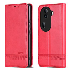 Leather Case Stands Flip Cover Holder YZ5 for Oppo Reno11 Pro 5G Hot Pink