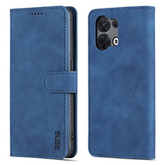 Leather Case Stands Flip Cover Holder YZ5 for Oppo Reno9 5G Blue