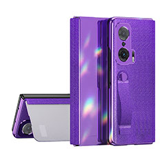 Leather Case Stands Flip Cover Holder ZL1 for Huawei Honor Magic V 5G Purple