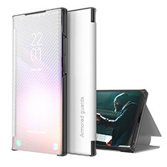 Leather Case Stands Flip Cover Holder ZL1 for Samsung Galaxy A32 4G Silver