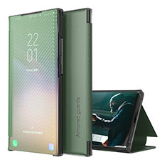 Leather Case Stands Flip Cover Holder ZL1 for Samsung Galaxy A50 Green