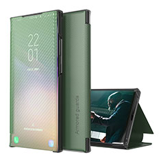 Leather Case Stands Flip Cover Holder ZL1 for Samsung Galaxy F62 5G Green